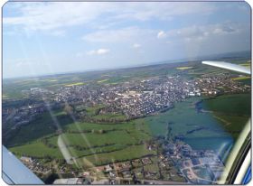 Vue aérienne d'Argentan depuis un avion du club